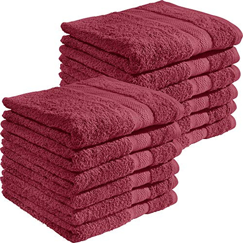 REDBEST Handtuchset, Frottierset 12er-Pack Chicago weinrot Größe 50x100 cm - saugstark, strapazierfähig, ideal für Reisen, Sport (weitere Farben)