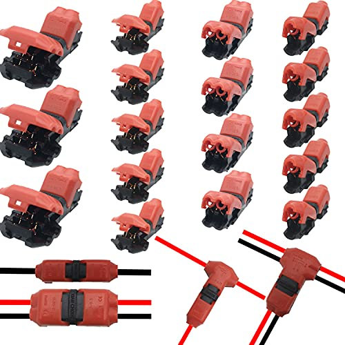 CTRICALVER Conectores de Cable de Bajo Voltaje Sin Herramientas - Forma H y T Sin Necesidad de Pelar Cables (17 Piezas)