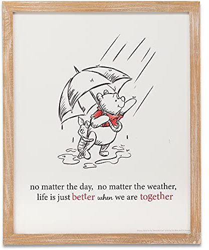 Open Road Brands Winnie Puuh Better Together, Gerahmte Holz-Wanddekoration, Niedlicher Vintage-Winnie-Puuuh-Wandkunst mit Zitat