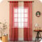 GIRASOLE HOME Coppia Tende Voile Trasparenti Effetto Lino Tenda per Soggiorno Camera Cameretta Balcone Finestra e Interni 2 Pannelli con Tasca (Rosso, 70x240cm)