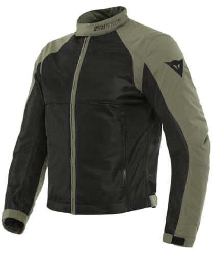 Dainese - Sevilla Air Tex Jacket, Chaqueta Moto Hombre de Verano, Transpirable y Ligera, Cazadora Moto con Malla Perforada para una Máxima Libertad de Movimientos, Negro/Verde Oscuro