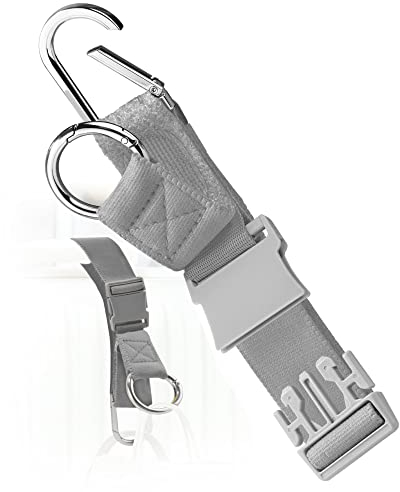 Gepäckgurte Koffergürtel, Elastischer Jackengreifer mit Klettverschluss mit D-Ring-Haken und Schnalle, Kleinteile Riemen Gürtel Reisezubehör, Macht Ihre Hände Frei，Silber grau