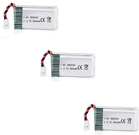 YUNIQUE GREEN-CLEAN-POWER - Set of 3 Batteries 650mAh 3.7V 25C Lipo for Drone Syma X5C X5 | Compatible with Cheerson CX-30W, Skytech M68, Wltoys F949 | Optimal Performance, Silver