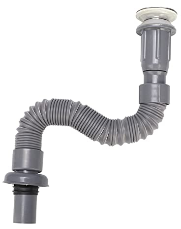 Universal Abflussschlauch Grau Flexibles Anschlussrohr PVC Ausziehbar Siphon für Küchenspülen Waschbecken WC Badezimmer Waschtisch