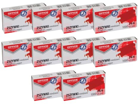 OFFICE PRODUCTS 18072419-16 Heftklammern 24/6 Kupfer Universal für die meisten Heftgeräte/ 10.000 Stück (10 x 1000 Stück) Standart Handtackerklammern/Tackerklammern Büroklammern