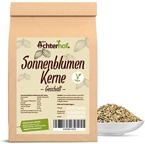 Sonnenblumenkerne geschält 1000g | besonders aromatisch im Geschmack | zum Kochen oder Backen oder als Kraftnahrung zwischendurch | vom Achterhof