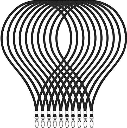 webbomb 10 Stück Schlüsselband Lanyard 360° Umhängeband 13 Farben edel glänzend mit Karabiner für Zugangskarten Ausweishalter Büro ID Karte Fahrkartenhülle Schlüsselbänder Handy Band (schwarz)