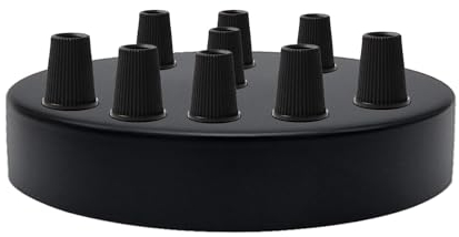 LEDSone Schwarze Deckenrosette von LEDSone, perfekt für Stoff-Flexkabel, Deckenleuchte aus Metall mit Zubehör für Decken- und Wandleuchte. (6 outlet 2pk)