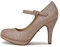 CITYCLASSIFIED Dennis ~ Damen-Pumps, bequem, extra gepolstert, Pfennigabsatz, Mary Jane, Riemen, Pumps, Büro, Damen, geschlossen, runde Zehenpartie, Pumps, Roségold Glitzer, 38 EU