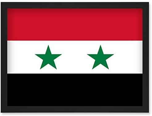 Artery8 Syrian Arab Republic National Flag Patriotic Vexillology World Flags Country Region Poster Artwork Framed Wall Art Print A4