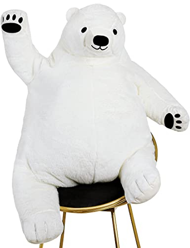 SNOWOLF Simulazione gigante 80 cm Orsetto giocattolo farcito animale bambola peluche gigante peluche orsacchiotto per decorazione della casa, San Valentino, regalo di compleanno (80 cm, bianco)