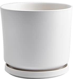 Lartzell Plant Pots, 7.5 Inch Planters for Indoor Plants, White Ceramic Flower Pot with Saucer and Drain Hole, Matte Planters for Home Office & Outdoor Decor