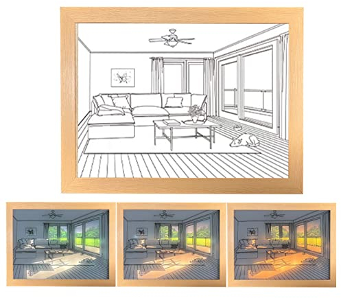 Beleuchtetes Gemälde (USB-betrieben – 3 Beleuchtungsmodi), LED Lichtbild, Ideen Kunst Wanddekoration für Zuhause Zimmer Schlafzimmer und Büro Geschenk zur Einweihungsparty, Hochzeit, Geburtstag (Colo