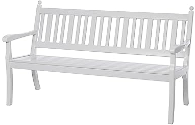 PROREGAL Gartenbank Aruba | 3-Sitzer | Weiß | HxBxT 88x160x69cm | Witterungs- & UV-beständiger Kunststoff | Parkbank Sitzbank Außenbereich Garten Balkon Terrasse