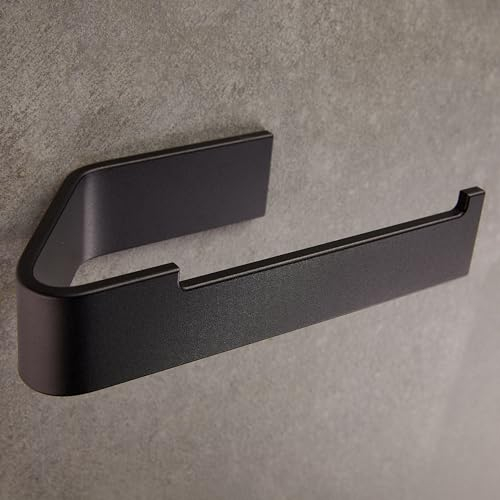 Designfabrik Hamburg Portarrollos de Papel Higiénico Adhesivo I Moderno Soporte para Rollo de Papel Higiénico I Accesorios de Baño sin Taladro I Diseño Moderno Negro Mate
