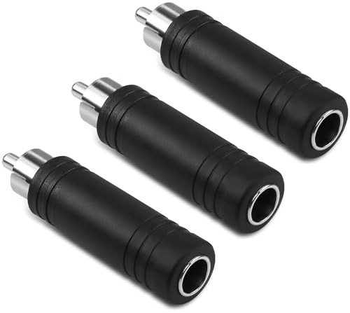 GELRHONR RCA auf 1/4 Adapter, 6,35mm (1/4 Zoll) Mono Buchse auf RCA Stecker Viertelzoll Konverter für Mixer, Verstärker, Subwoofer -3PCS