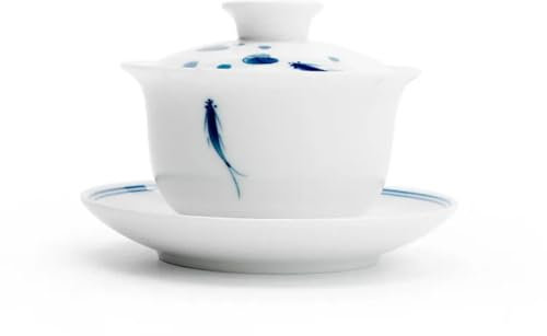 YTDJJWLS Cuenco de cerámica pintado a mano de 140 ml de porcelana blanca para hacer té chino Gaiwán
