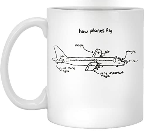 VTmaio Funny Mug How Planes Fly Mug Funny Pilot Aviation Engineer Gift Deluxe Double Sided Coffee Tea Mug Christmas Birthday Gift For Pilots 11OZ