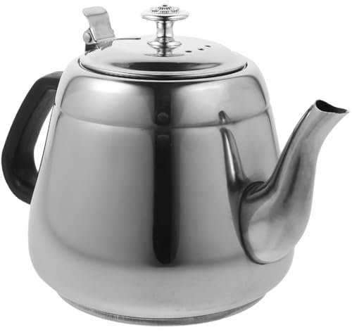 PRETYZOOM Edelstahl- 1 5 L Kaffeekessel Großes Fassungsvermögen Wasserkochkanne Pfeifender Teekessel Herdkessel Tragbarer Camping-Wasserkocher Für Den Herd