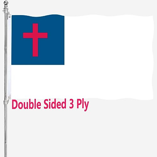 Christliche Flagge, Christentum, Kreuz, Kirche, Jesus, Glaube, Flagge, 5 x 7,6 cm, für den Außenbereich, doppelseitig, 100 % Polyesterfaser, lebendige Farben, katholische Flagge mit 2 Messingösen