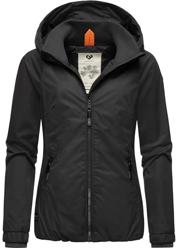Ragwear Damen wasserdichte Übergangsjacke leichte Jacke kurz mit Kapuze Dizzie Intl Black24 Gr. L