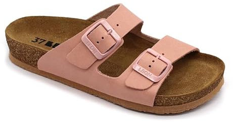 LEON 4010 Sandali Zoccoli Sabot Pantofole Scarpe di Pelle, Donna, Orlando Rosa, EU 38
