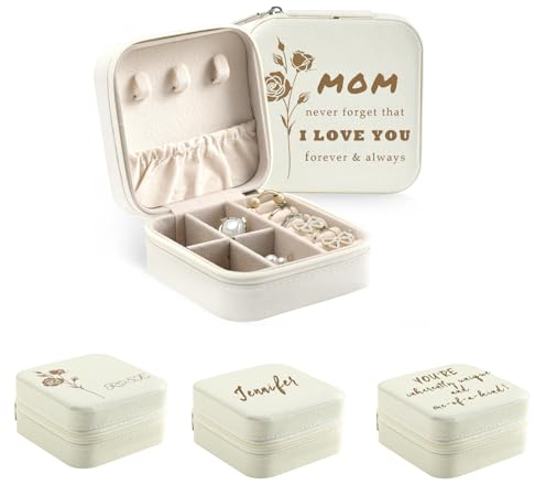 Snewvie Personalisiert Schmuckkästchen Mädchen Reise Kleine Schmuckbox Personalisiert mit Name und Geburtsblume-Personalisierte Geschenke für Muttertag, Geburtstag Hochzeit Brautjungfer Geschenke