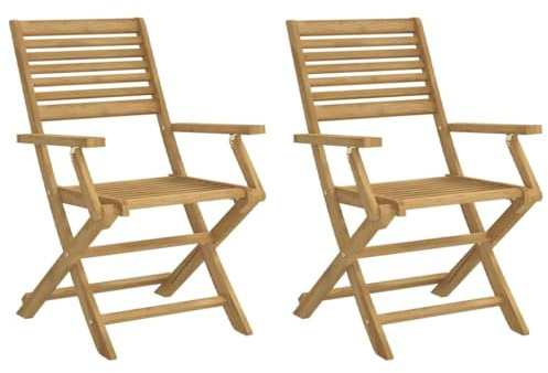 vidaXL Klappstühle, 2 Stück, 54,5 x 61,5 x 86,5 cm, Massivholz Akazie