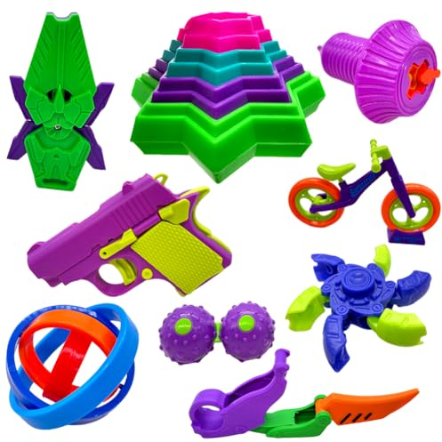 KedidO Fidget Gun Spielzeug, 9er Set, Stressabbau, Schwarz, Ideal für Erwachsene und Kinder, Entspannungsspielzeug, Büro & Schreibtisch