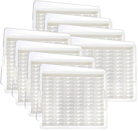 Bead Storage Solutions Elizabeth Ward Plastic Tray and Bead Organizer, 78 Containers of Various Sizes, Tray, and Lid for Beads, 8 Pack, Clear