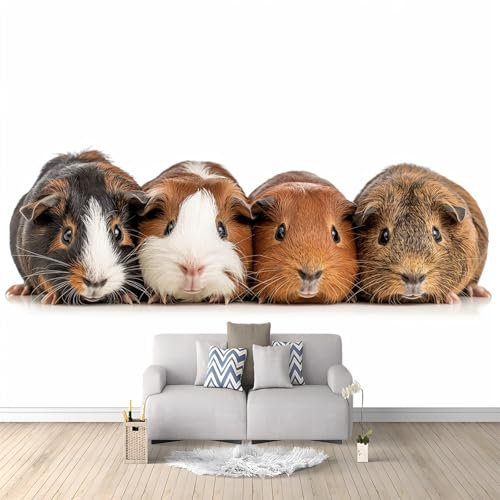 Papier Peint Panoramique 3D Cochon D'Inde Mignon Animal Murale Chambre à Coucher Maison Décoration Intérieure, Papier Peint intissé fond pour Chambre D'Enfant Salon Murale 400x280 cm
