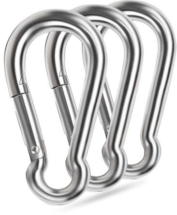 Large Spring Snap Hooks, 304 Stainless Steel Carabiner Clip Heavy Duty Rope Connector Link Buckle 1/2 3/8 Clip for Gym Equipment Hammock Swing (4inch(M10)-3Pcs)