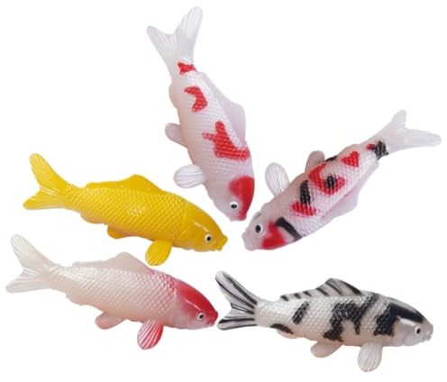Amosfun Fische Deko Keramik-schwimmfisch 5 Stück Aquarium Schwimmender Koi-Fisch Schwimmfähige Figuren Realistische Aquarium-Fische Teehaustier-Dekoration Feengarten-teich-Desktop-Ornamente