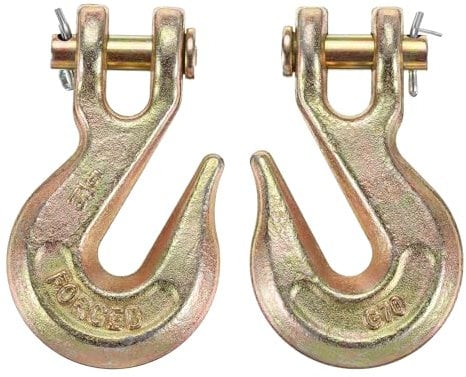 sourcing map 5/16 Clevis Grab Hook, G70 Carbon Steel Transport Safety Chain Hooks, 2 Pcs Clevis Grab Hooks for Rigging Deck Receiver Hitches Trailer Wiring