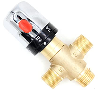 siduytin Thermostatic Mixing Valve Solid Brass Cold Hot Water Heater Thermostat Faucet Washbasin Temperature Replacement Mixer
