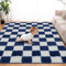 Superweicher Teppich für Schlafzimmer, 1,5 x 2,1 m, blau und weiß, klassisch, kariert, zottelig, rutschfest, Hochflor, weich, flauschig, Teppich für Wohnzimmer, Schlafzimmer, Kinderzimmer, Wohnheim