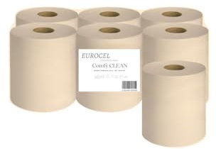 Handtuchrolle, Mittelgroße, 400 Blatt - 2 Lagig 18,1 x 20 cm - Innenabwicklung und Außenabwicklung - 6 Rollen, Natur