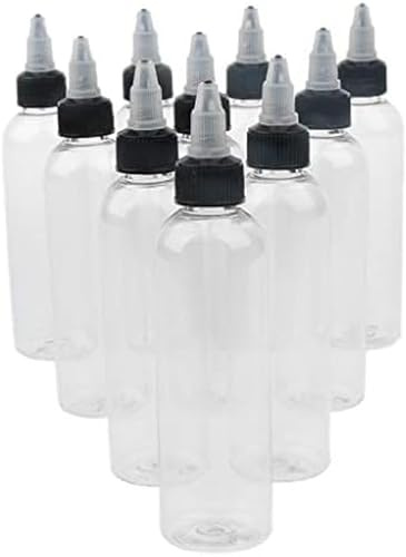 Shidongbla 10Pcs 120ml Plastic Empty Squeeze Bottles, Empty Plastic Bottles with Black Twist Cap for Liquids, for Ink Tattoo Liquid