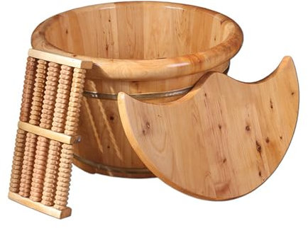 Holzfuß Bades Bad Basin Set, Fußschaufel Spa Massagegeräte Pediküre Fußbad Praktische Schalen für Fuß Khaki Fußbecken