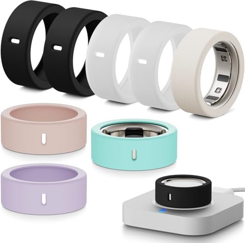 Hexasider [8 Stück] Smart Ring Protector für Oura Ring Gen 4/4 Ceramic/Gen 3/Ultrahuman Ring, Anti-Sturz Elastische Silikon Cover Schutzhülle Zubehör für Oura Ring (M für 8/9/10/11)