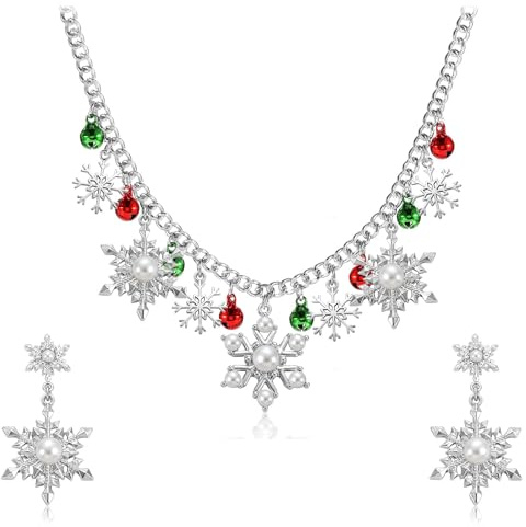 Weihnachts Schmuck Kette - Damen Weihnachtsschmuck mit Schmucksteinen für Weihnachten