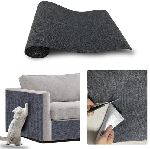 JSUDQR Alfombra Rascador para Gatos Adhesivo 40x200cm Gris Oscuro Rascador para Gatos Sofa para sofás, Muebles y alfombras