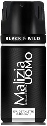 Malizia Uomo Parfum d'Intesa Deodorant Spray 150 ml – Eau de Toilette für Herren, intensiver und langanhaltender Duft, Frische für den ganzen Tag (Black&Wild 1 Einheit)