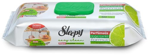 Sleepy Easy Clean Lemon Oil Surface Cleaning Wipes, Kitchen Towel and Cleaning Cloth, 12 Packs of 50 Sheets (Bergamot Oil)