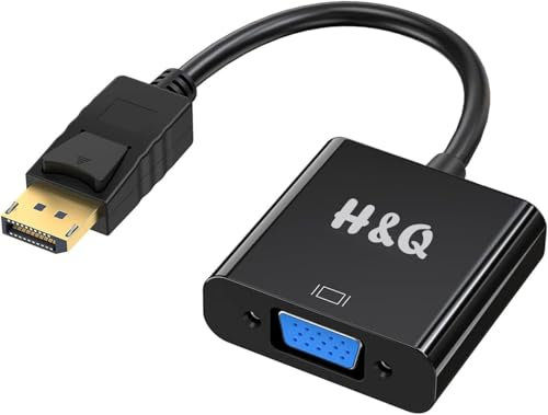 H&Q TRADERS DisplayPort to VGA Adapter, DP to VGA Converter Male to Female, Gold-Plated, 1080P HD Video Adapter for Monitor, Projector, PC, Laptop, Desktop, Graphics Card, Plug & Play H&Q