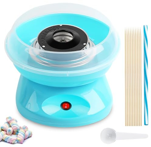 Zuckerwattemaschine, Zuckerwatte Maschine für Zuhause mit 10 Stäbchen und Messlöffel Ideal für Zuckerwatte, Retro Cotton Candy Machine 450W für Partys Einfache Bedienung Und Leicht Reinigen, Blau