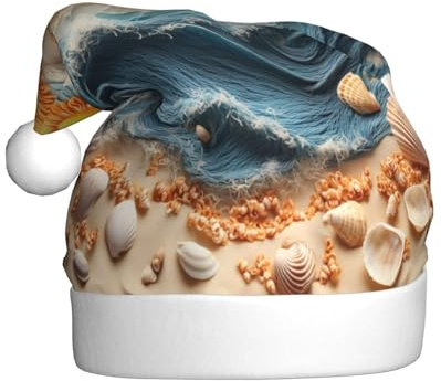 WDXQHY Weihnachtsmütze aus Wolle, gewebt in einen Strand. Weihnachtsmütze für Erwachsene, festliche Feiertagsdekoration und Party-Accessoire, Weihnachtsmütze für Erwachsene