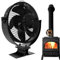 Ventilatore manuale a ventaglio non elettrico, ventilatore manuale a calore, ventilatore a nastro bimetallico integrato per stufe a pellet | modulo termoelettrico, in legno e