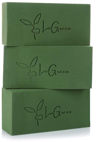 LaGreen Schiuma Floreale, Set da 3 - Schiuma Floreale per Fiori freschi, Fiori secchi, composizioni Floreali e corone dell'Avvento - 20 x 10 x 7 cm (Verde)