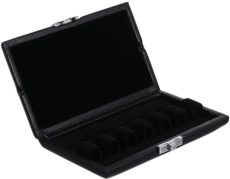 Rohrblattkasten Schwarz mit 6 Fächern Pu Leder, für Fagott | Tragbar, Leicht und Ergonomisch Geformt, Schützt das Rohrblatt Unten, Metall und Holzelemente